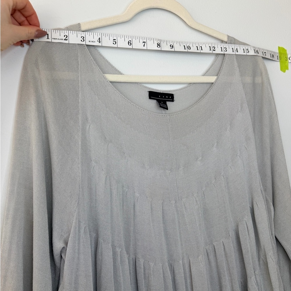 LINE Flowy Mesh Blouse – Grey – Size S – Elegant Draped Top - Picture 10 of 17